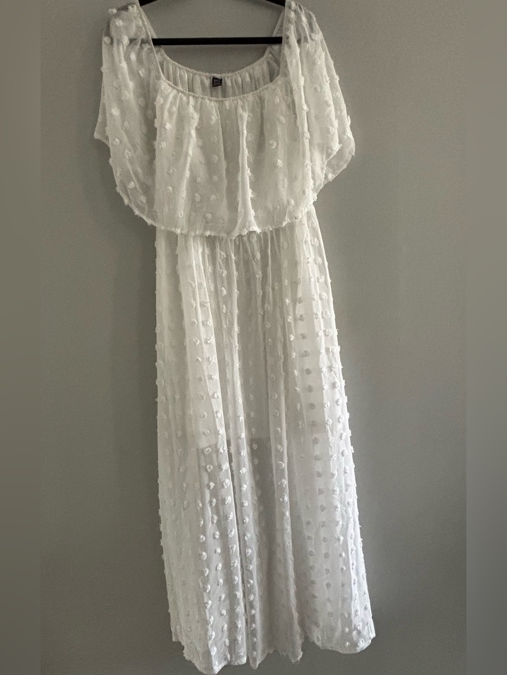 White Swiss Dot Maxi Dress size XL EUR 44